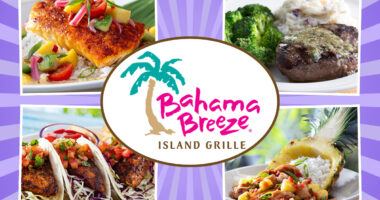 Bahama Breeze Island Grille menu collage of four healthy menu items