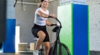 woman on air bike, concept of machines for weight loss