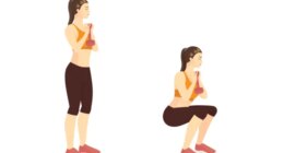 dumbbell goblet squat illustration, concept of exercises to regain balance