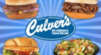 collage of healthy culvers menu items surrounding a logo