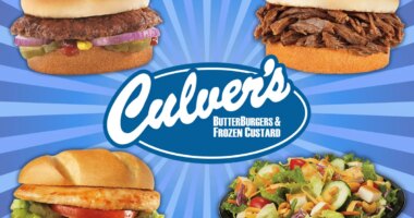 collage of healthy culvers menu items surrounding a logo