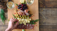 Christmas tree charcuterie board, concept of holiday foods a cardiologist avoids