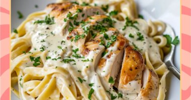 chicken alfredo pasta on a plate