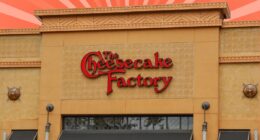 the cheesecake factory exterior set against a designed background