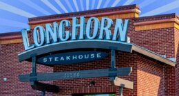 A storefront pf the popular casual-dining brand LongHorn Steakhouse set against a vibrant background.