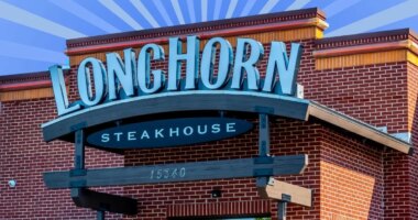 A storefront pf the popular casual-dining brand LongHorn Steakhouse set against a vibrant background.