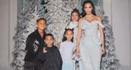 Kim Kardashian poses with all four kids in adorable Christmas photos as son Saint looks just like dad Kanye West