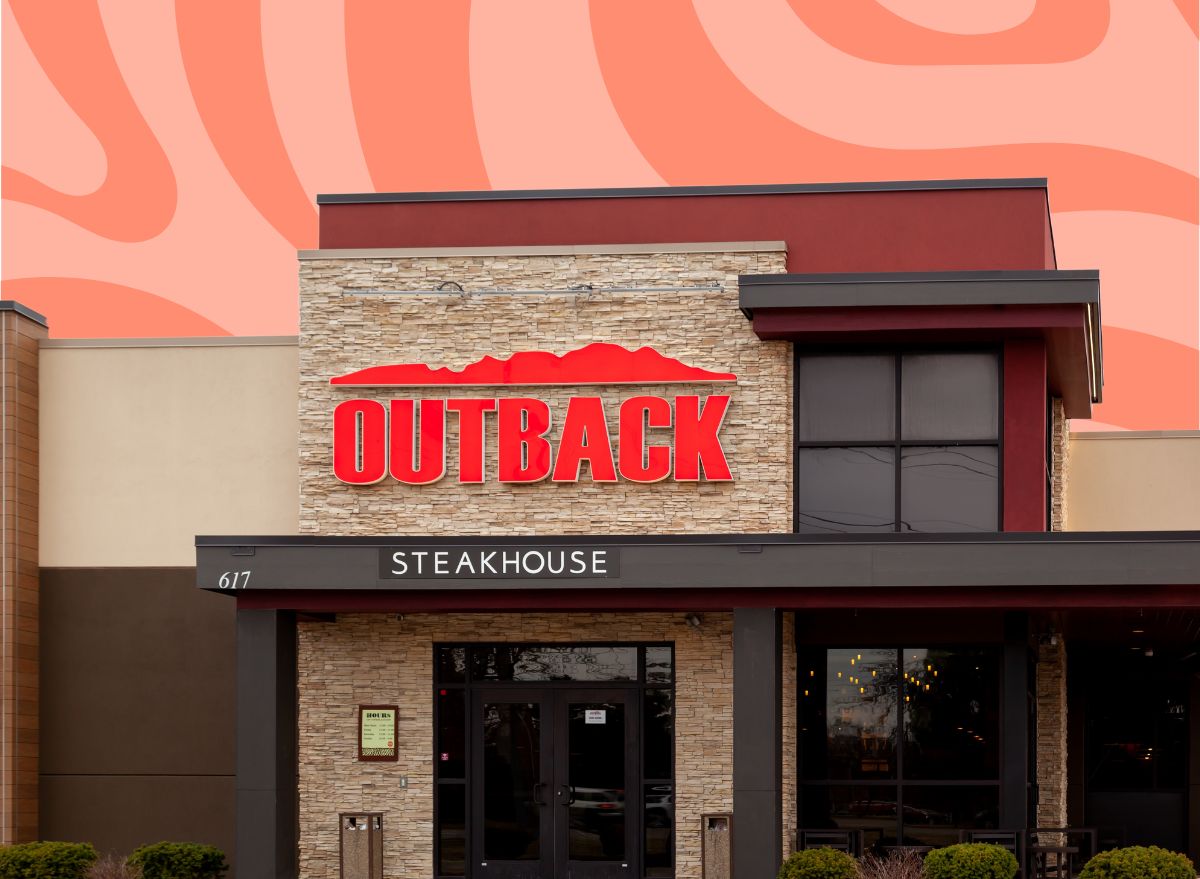 outback steakhouse restaurant set against a red and pink background