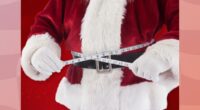 close-up of Santa measuring his belly