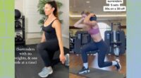 split image of women doing surrender squats