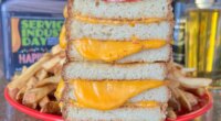 melt bar & grilled grilled cheese sandwich on a plate with fries