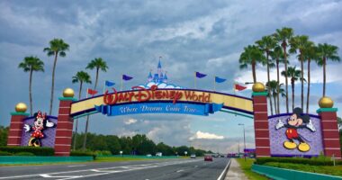 Orlando, Florida, USA - July 29, 2016: Entrance of Walt Disney World near Orlando