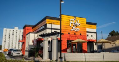 Los Angeles, CA, USA - May 10, 2022: Exterior view of an El Pollo Loco restaurant in Los Angeles. El Pollo Loco, Inc., is an American fast food chain specializing in Mexican-style grilled chicken.