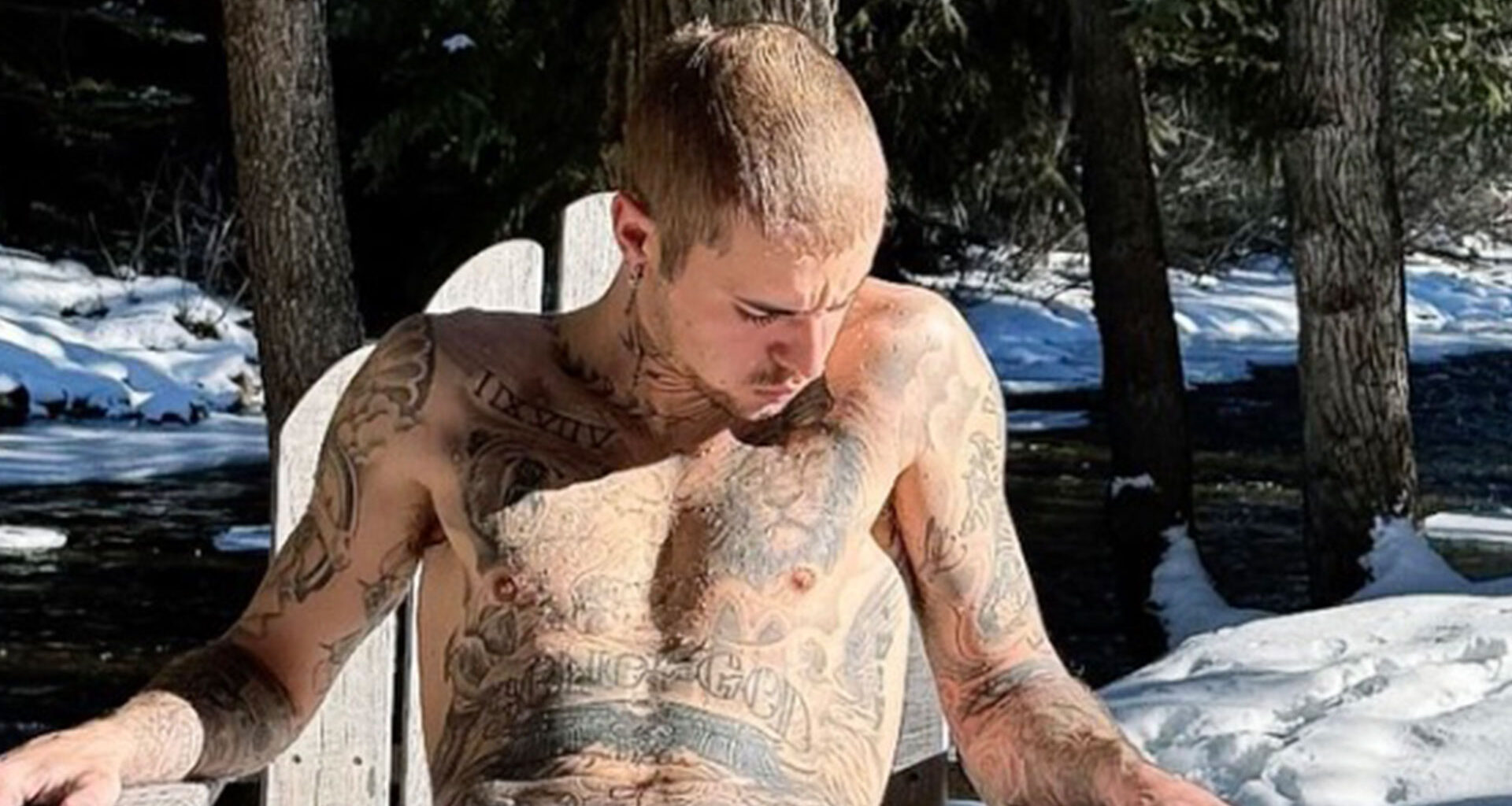 Justin Bieber wears only wet tighty whities outside on snowy Aspen trip with wife Hailey