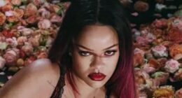 Rihanna stuns as she strips down to lacy lingerie for racy Valentine’s shoot