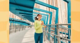 fit woman jogging across bridge for exercise