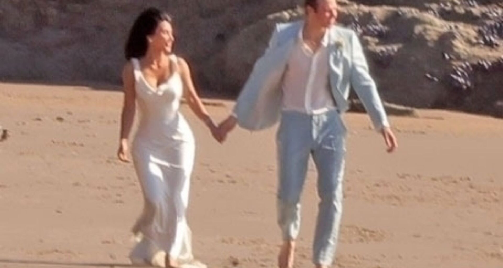 Kim Kardashian marries 32-year-old TV star on the beach as she films scenes for new drama All’s Fair