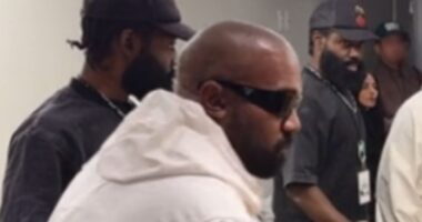 Moment Kim Kardashian and Kanye West reunite backstage at North’s Hollywood Bowl gig after co-parenting comments