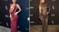 Stunning Jennifer Lopez shows off her curves in plunging dress as Paris Hilton wears sheer gown at pre-Grammys gala