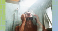 Man taking a cold shower