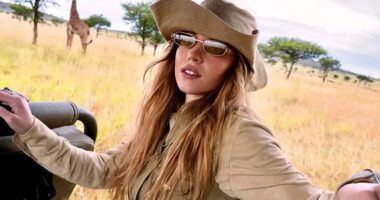 Sydney Sweeney shows her wild side as she poses for safari snaps in khaki gear